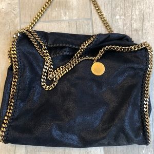 Stella Mcartney navy and gold Falabella bag